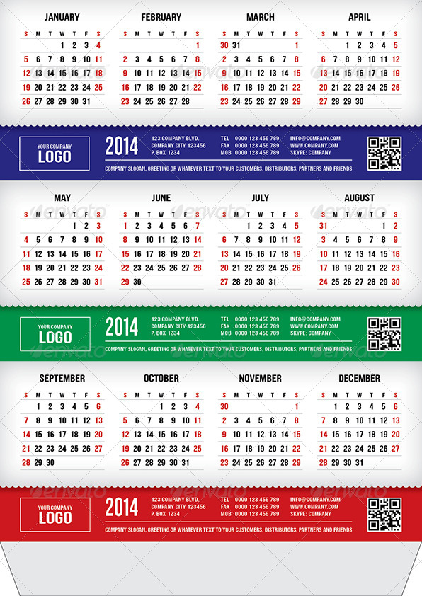 2014 4 Prism Type Desktop Calendars (A4) by lumberjackbg GraphicRiver